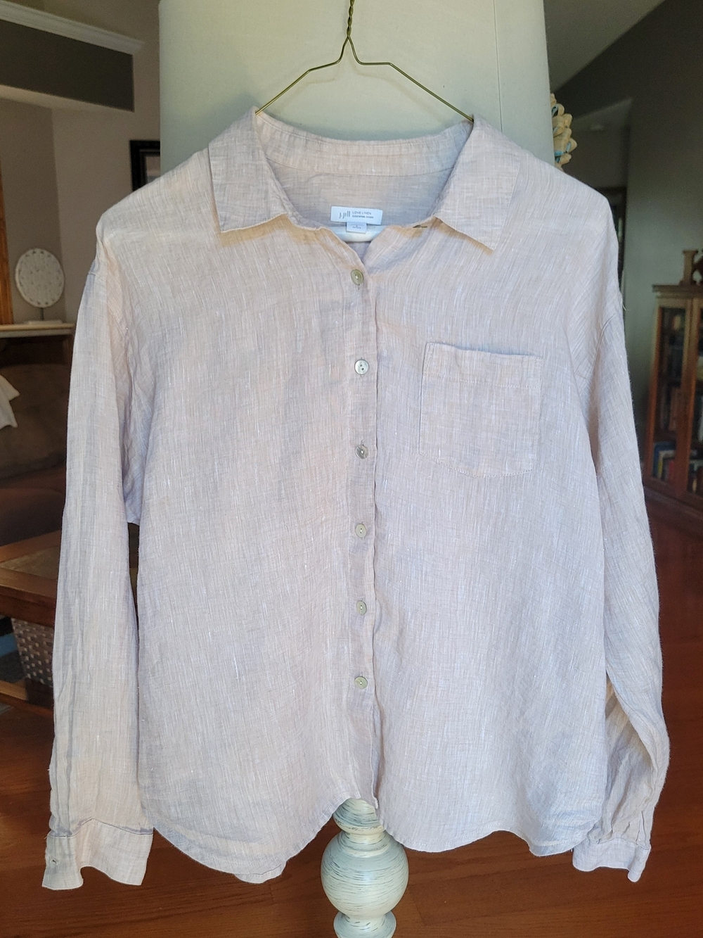 J. Jill Light Oatmeal Color Linen Button Down Shirt XS Petite